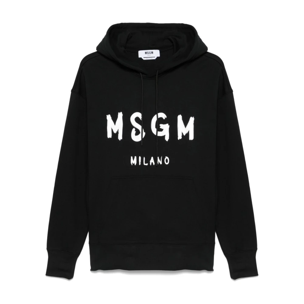 Msgm Mannelijk Zwart Hoodies & Sweatvesten Heren, L, Nylon, Zijde Nylon Sweater