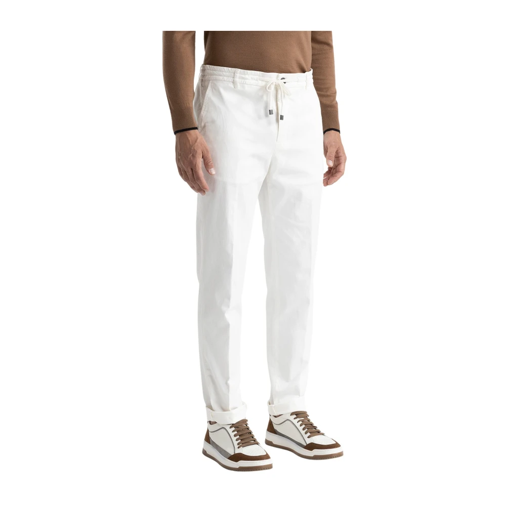 PESERICO Katoen tencel en zijden joggers White Heren