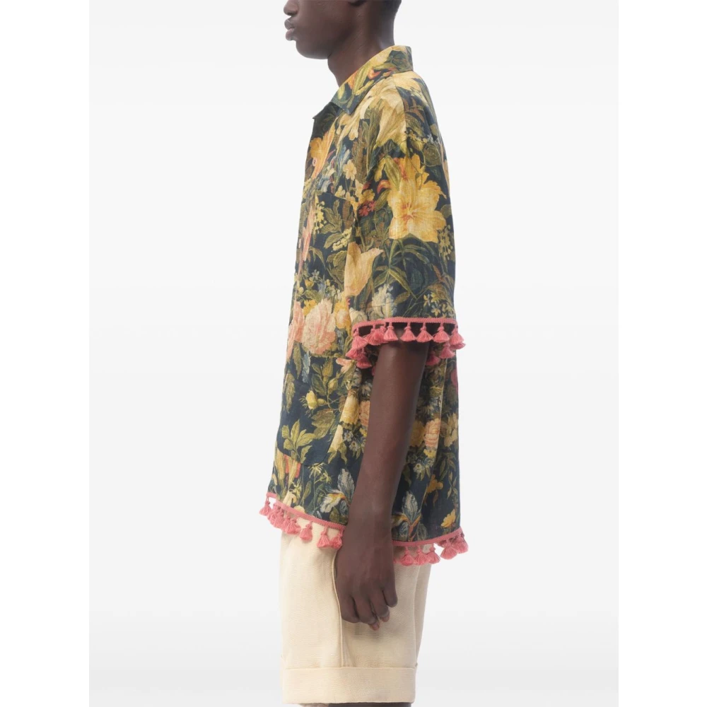 Valentino Bloemenprint Linnen Overhemd Multicolor Heren