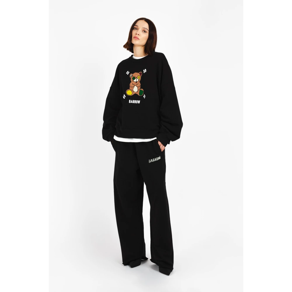 Barrow Sweatshirt met ronde hals en print Black Unisex