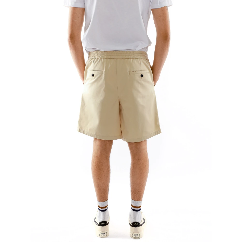 Ami Paris Casual Shorts met Elastische Taille en Zakken Beige Heren