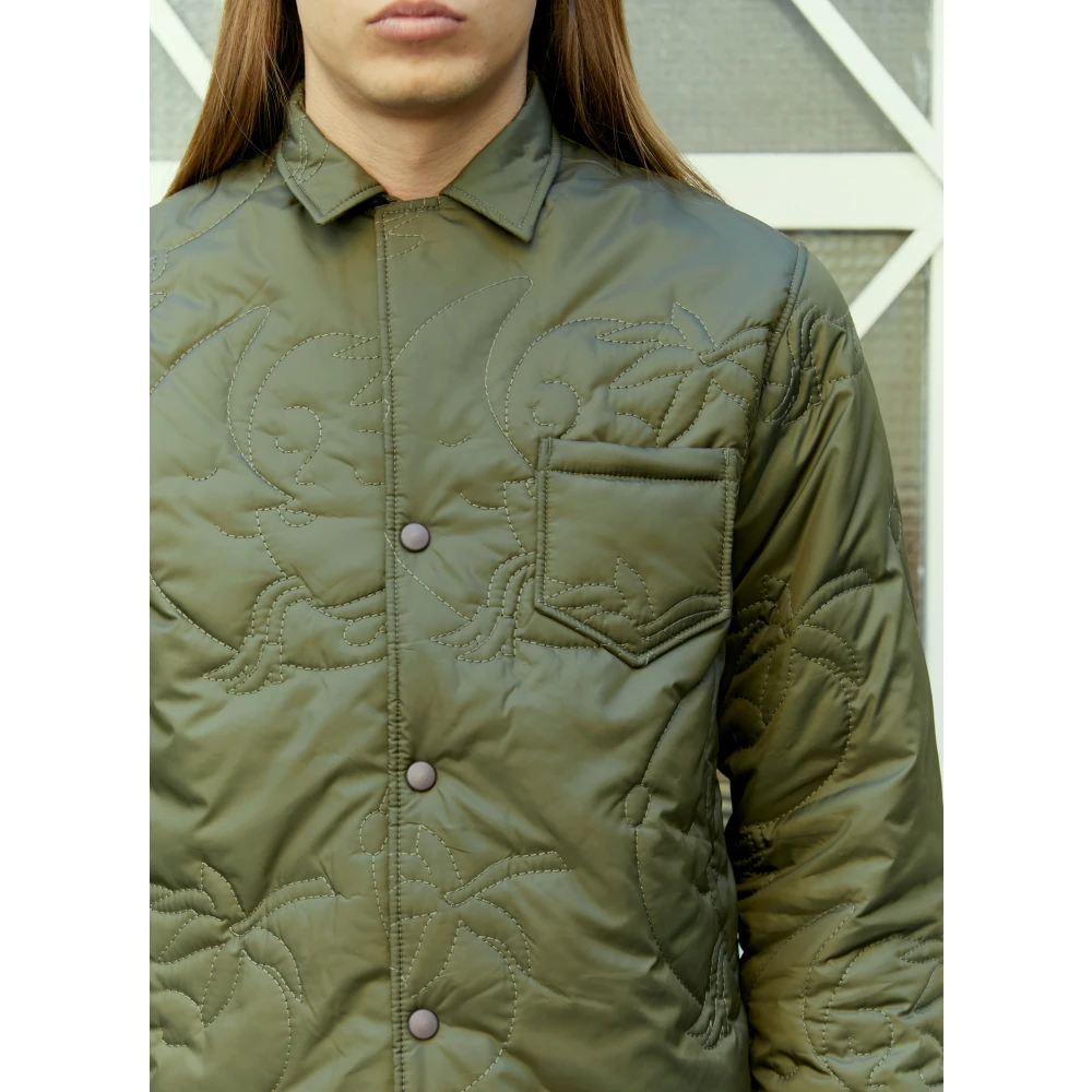 SKY High Farm Gewatteerd Palmboom Overshirt Green Heren