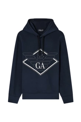 Blå Sweatshirt med Dragsko Huva