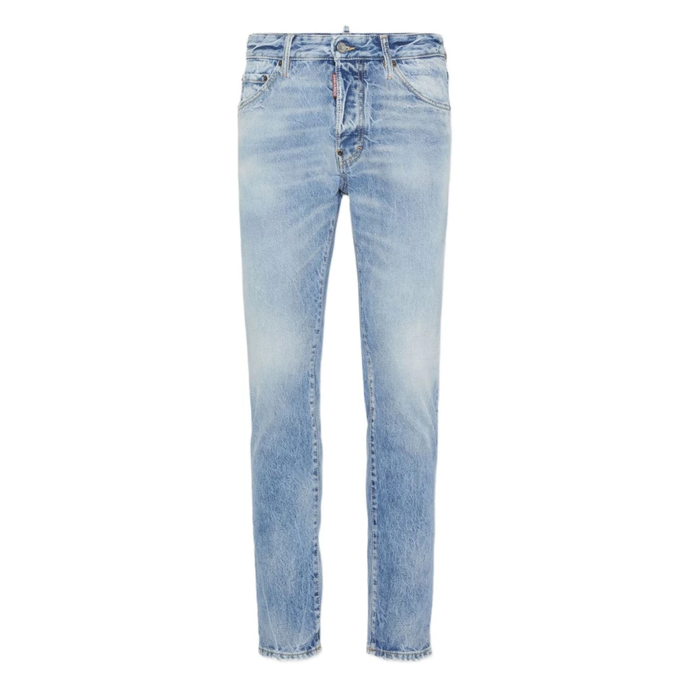 Dsquared2 Men's Blue Whiskering Effect Classic Five Pockets Jeans - Slim Fit Jeans - Xl - Jeans