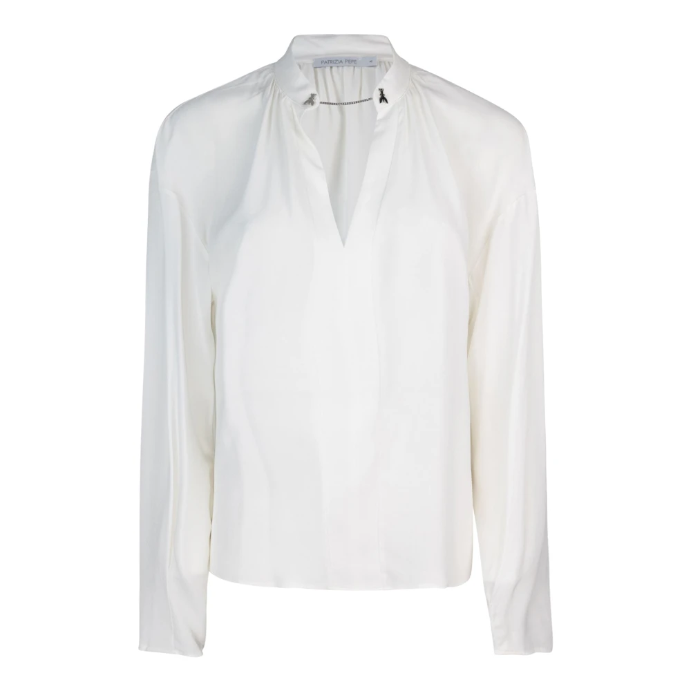 Patrizia Pepe Women's White Georgette Viscose Shirt Long Sleeve