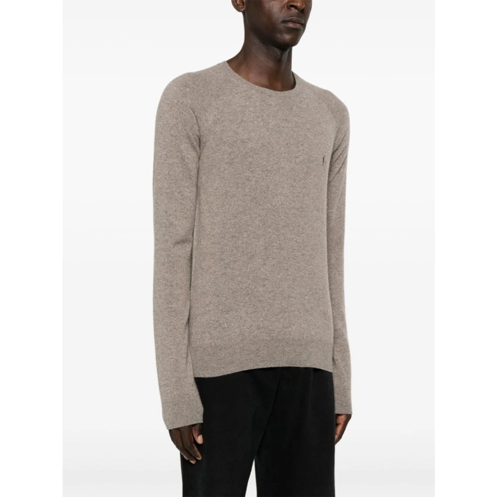 Saint Laurent Beige Crewneck Cashmere Sweater Beige Heren