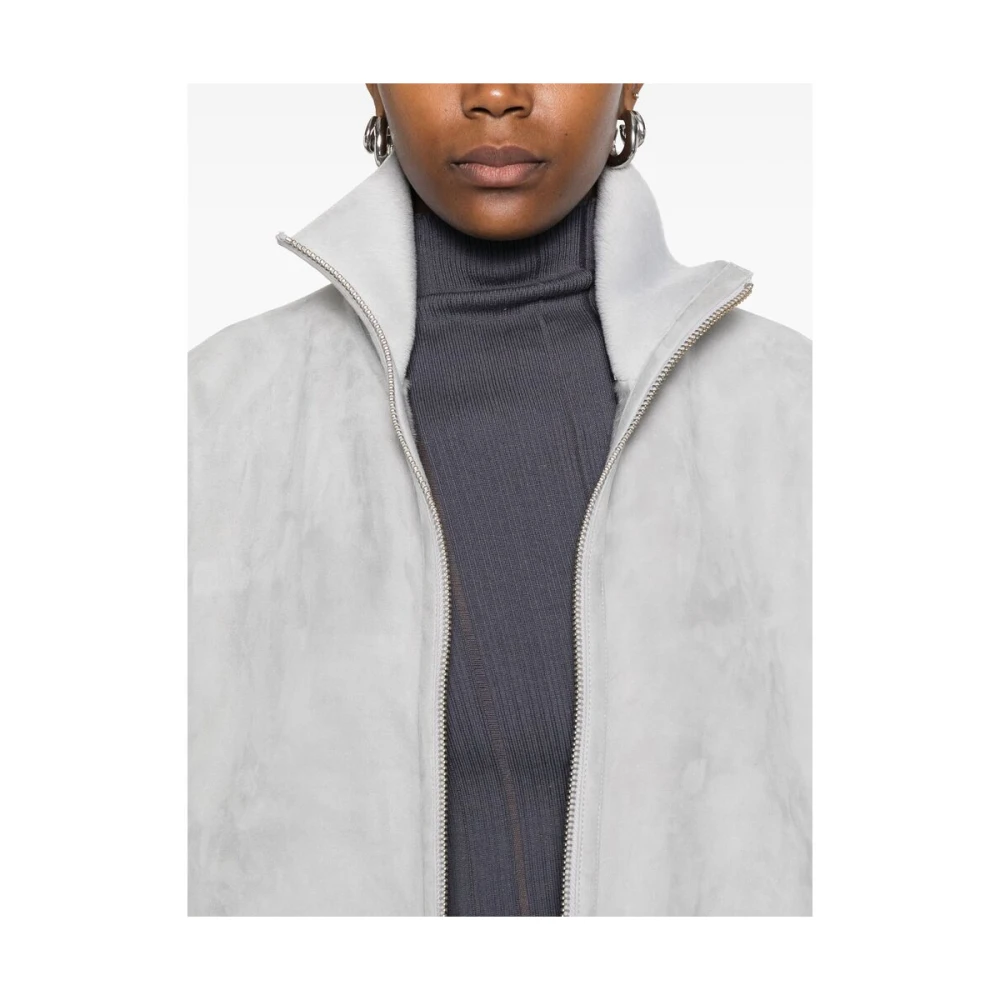 Remain Birger Christensen Shearling Suède Jas Gray Dames