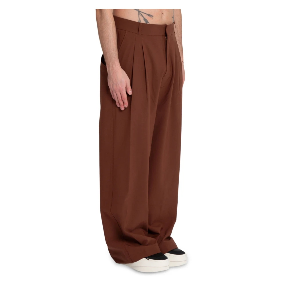 Bonsai Super Losse Wollen Broek in Glanzend Gember Brown Heren