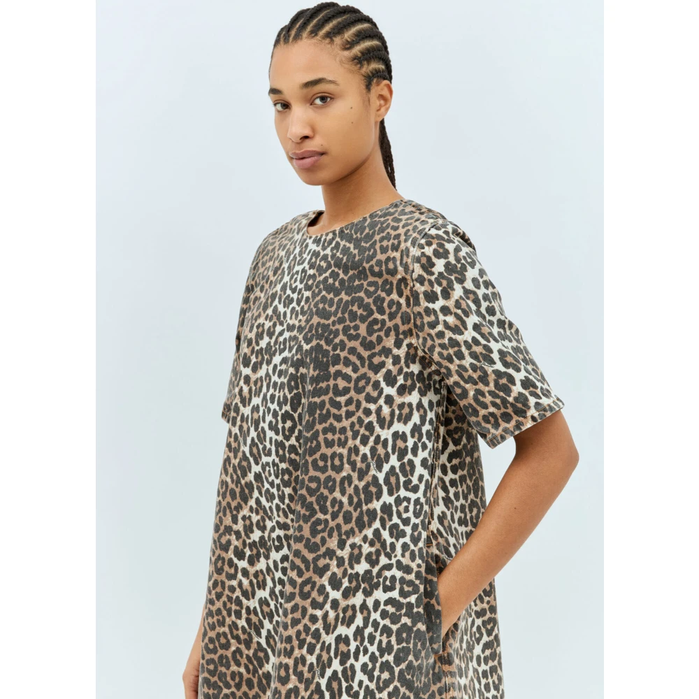 Ganni Leopard Print Open Back Mini Dress Multicolor Dames