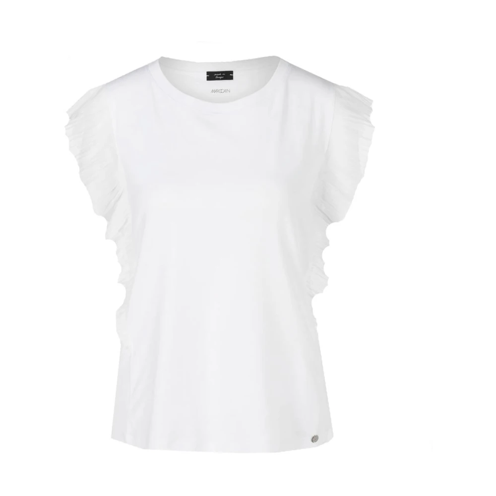Marc Cain Witte T-shirt met Ruches Mouwen White Dames