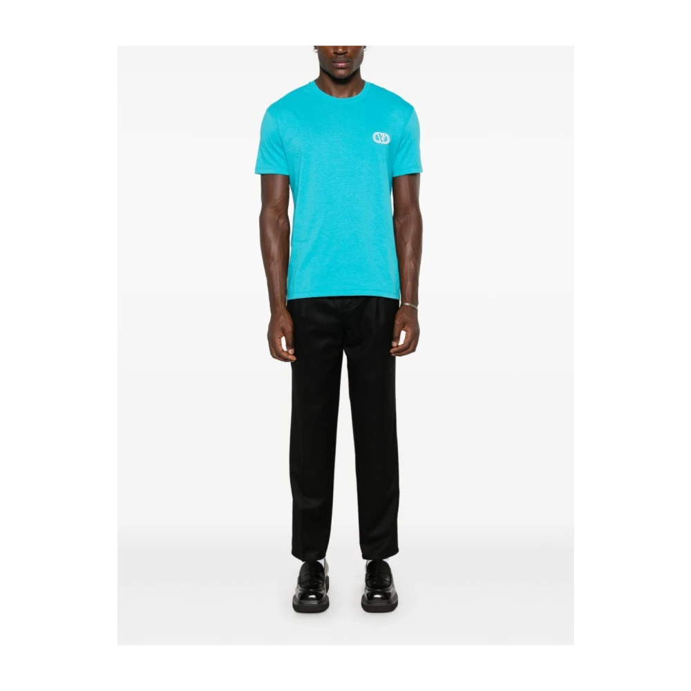 Valentino Garavani Heldere Blauwe T-Shirts Polos Blue Heren