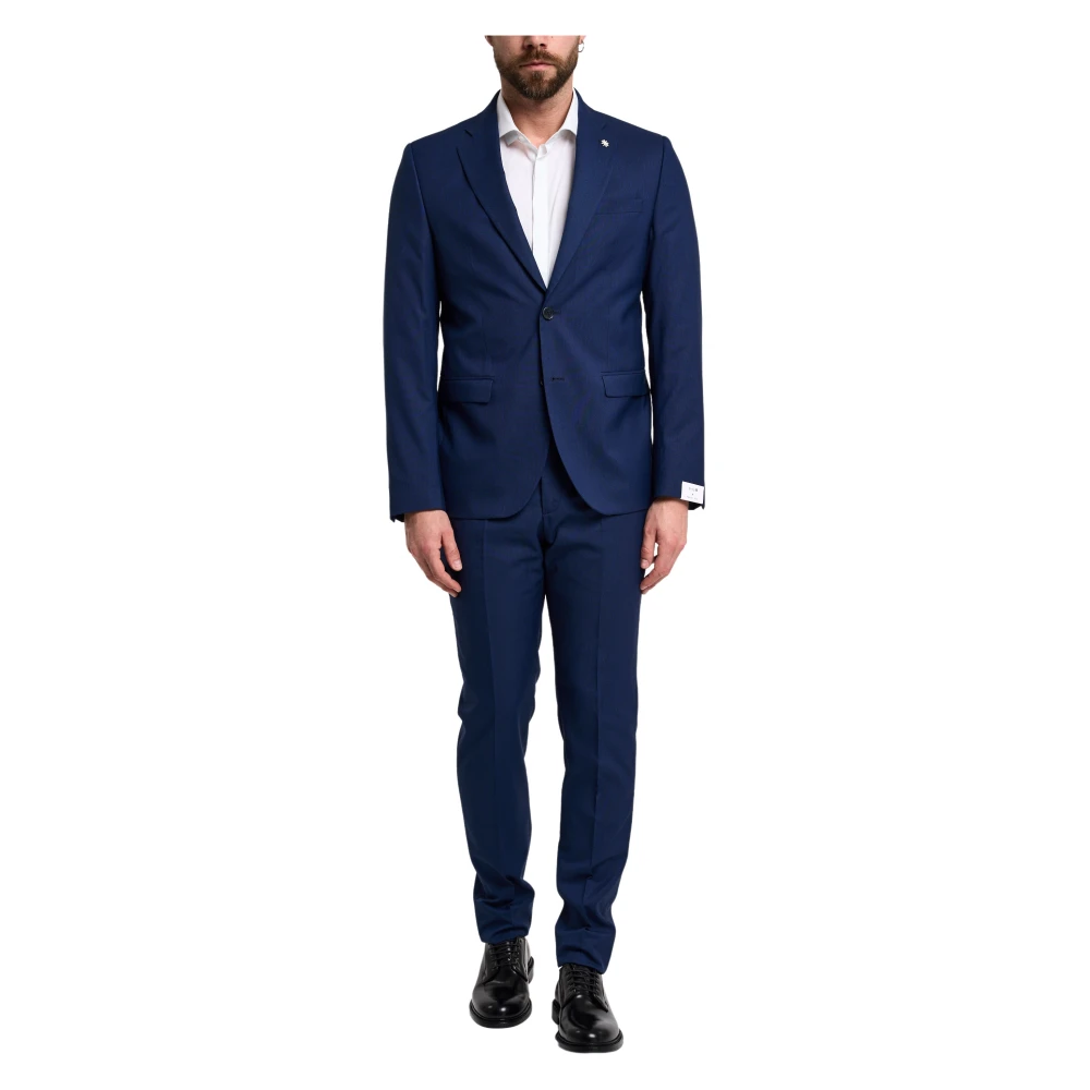 Manuel Ritz Single Breasted Suits Blue Heren