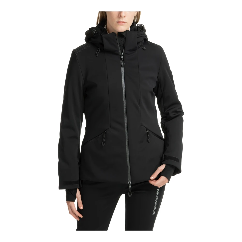 Emporio Armani EA7 7 Ski Jas met Capuchon en Logo Black Dames