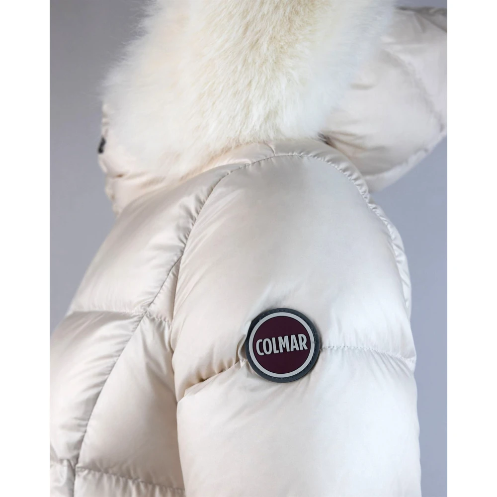 Colmar Glanzend Mid-Length Parka met Capuchon White Dames