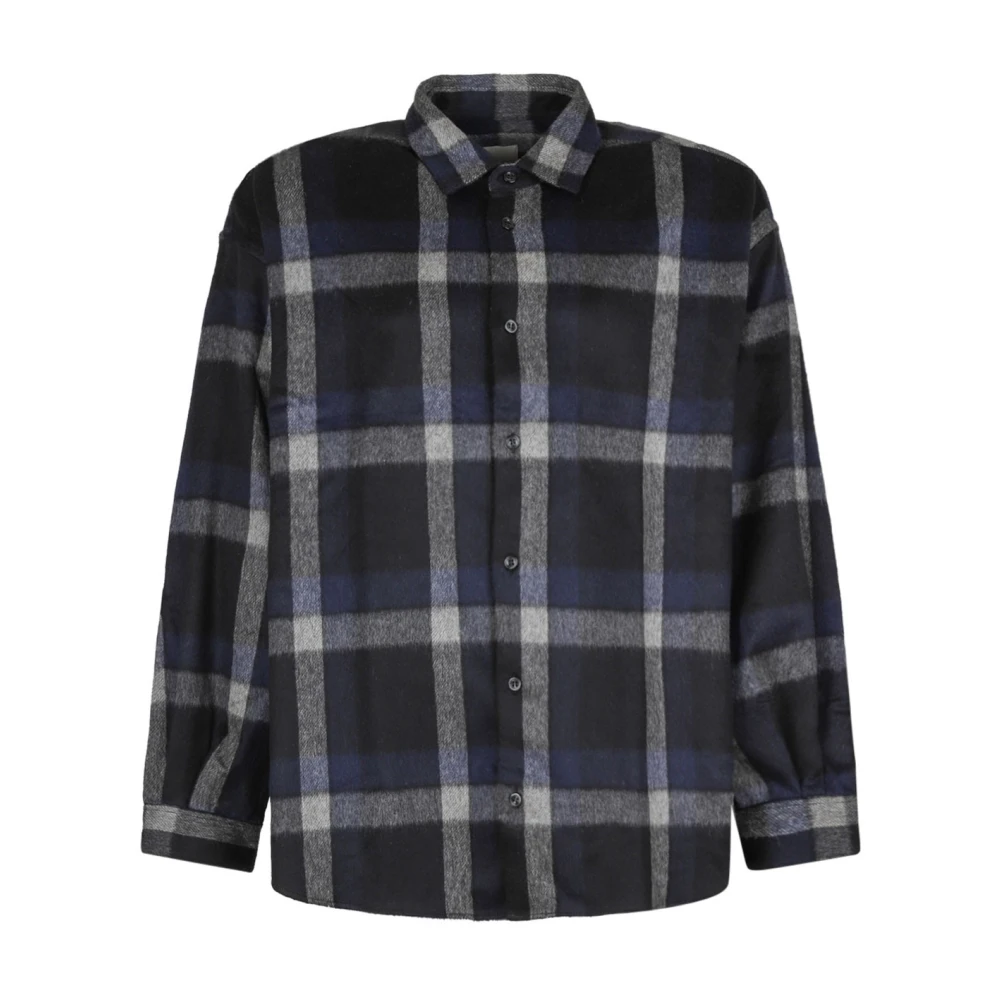 Emporio Armani Geruite wollen overhemd klassieke pasvorm Multicolor Heren