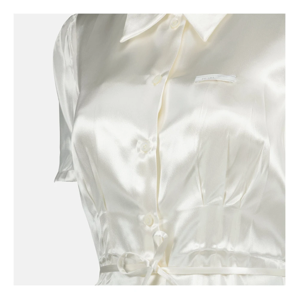 Prada Witte Satijnen Shirt Lente-Zomer 2025 White Dames