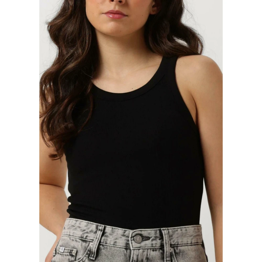 Calvin Klein Gestreepte Rib Tanktop Black Dames