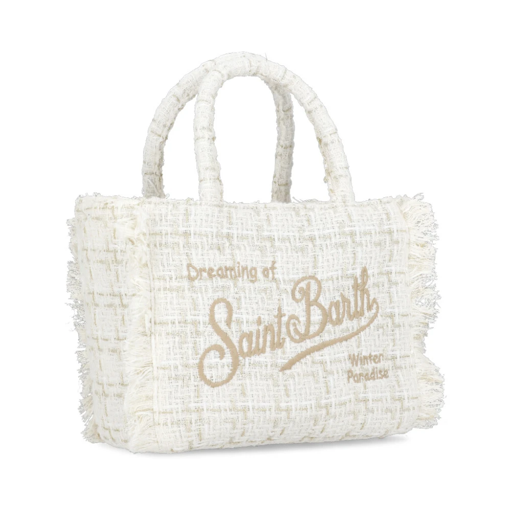 Saint Barth Ivoor Stof Handtas met Franjes Beige Dames