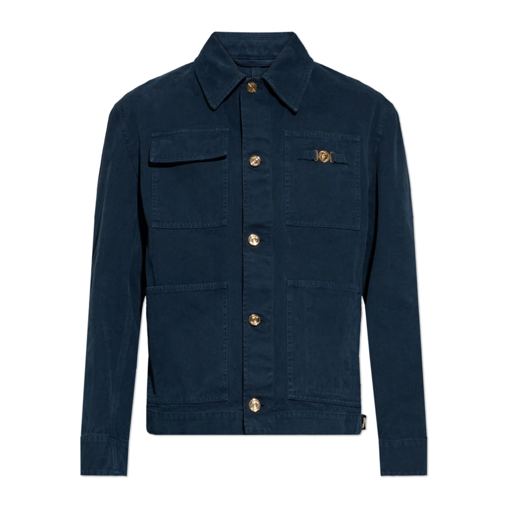Versace Uomo Blu - Giacca Di Jeans Con Decorazioni - Jackets - Xl