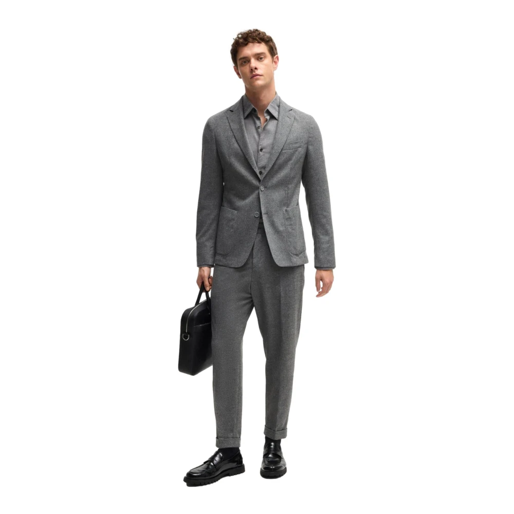 Hugo Boss Flanellen Taps Toelopende Herenbroek Grijs Gray Heren