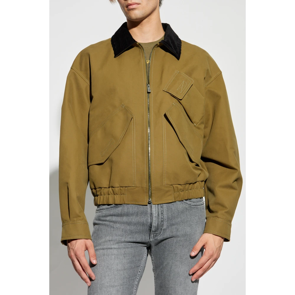 Versace Jas met corduroy kraag Green Heren
