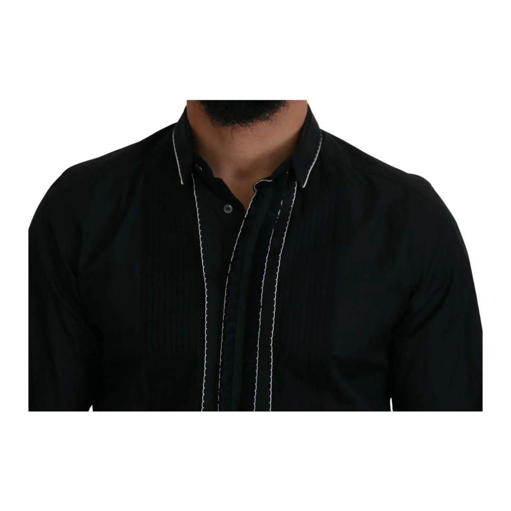 Dolce & Gabbana Zwarte Slim Fit Katoenen Overhemd Black Heren