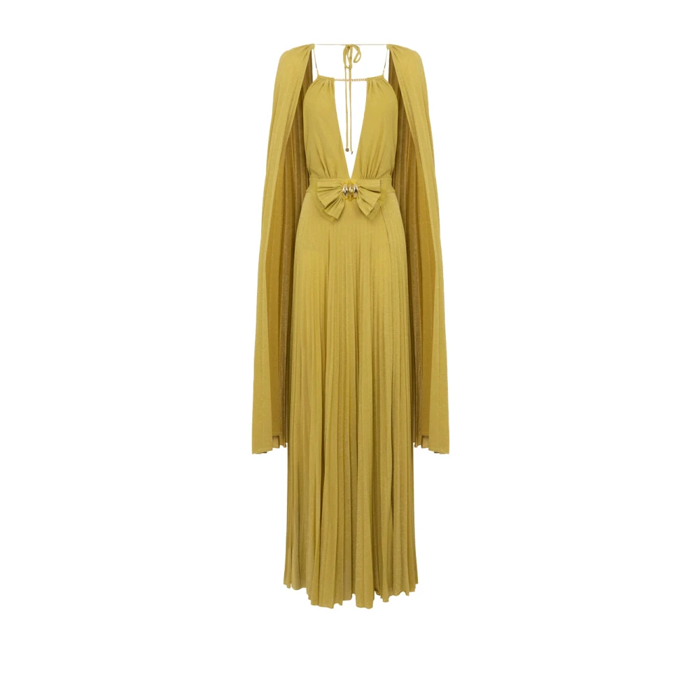 Elisabetta Franchi Elegante Geplooide Jersey Jurk Yellow Dames