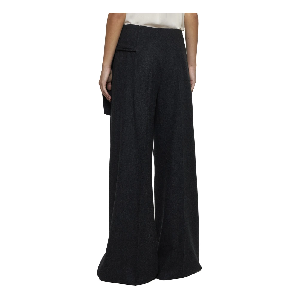 Max Mara Donkergrijze Wollen Broek Wijde Pijp Gray Dames