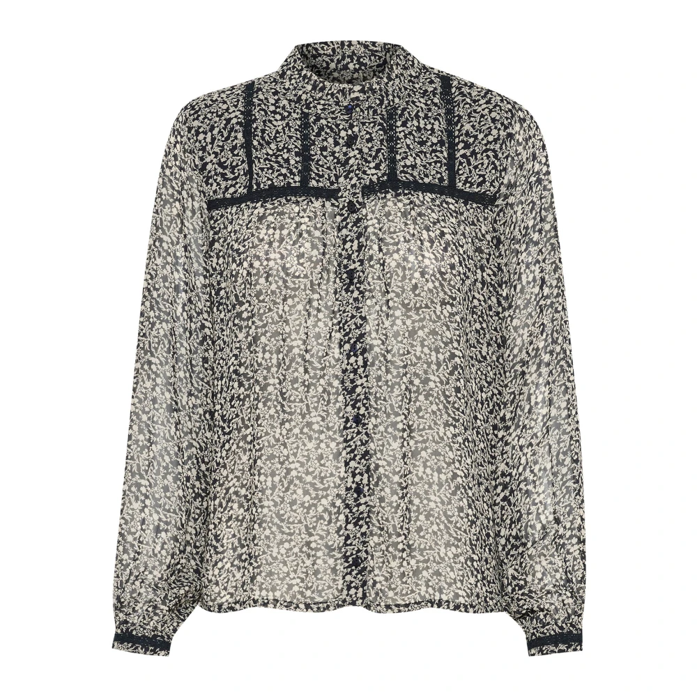 Part Two Donkerblauwe Micro Bloem Blouse Black Dames