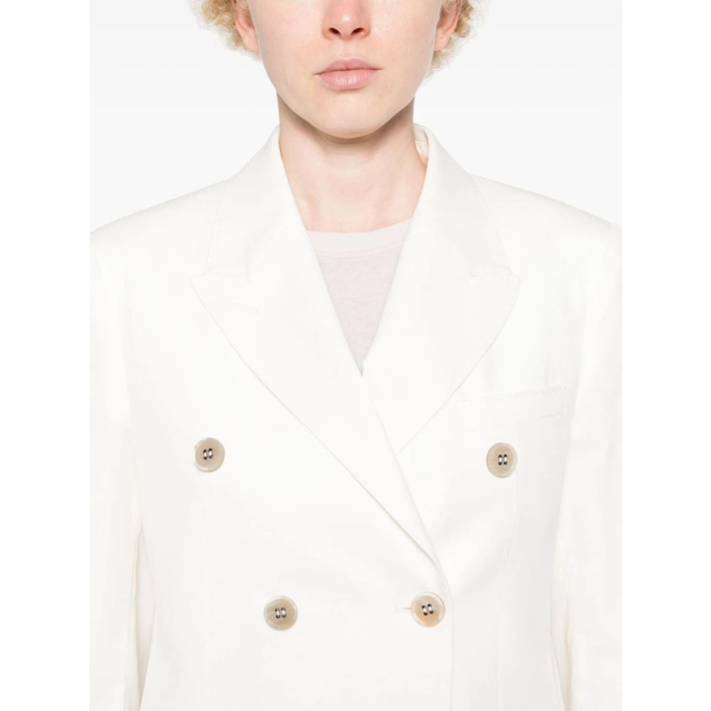 Golden Goose Witte Double-Breasted Jas met Revers White Dames