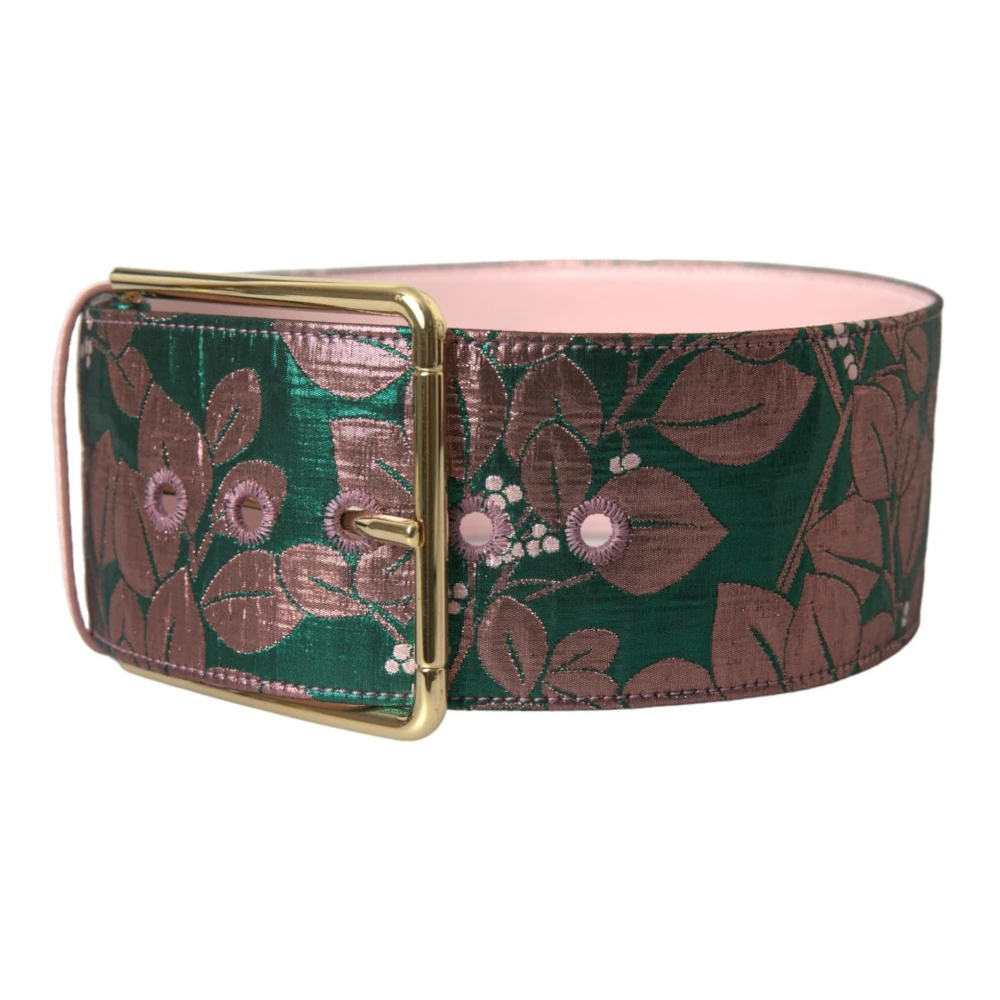 Dolce & Gabbana Bloemen Jacquard Lurex Riem met Gouden Gesp Multicolor Dames
