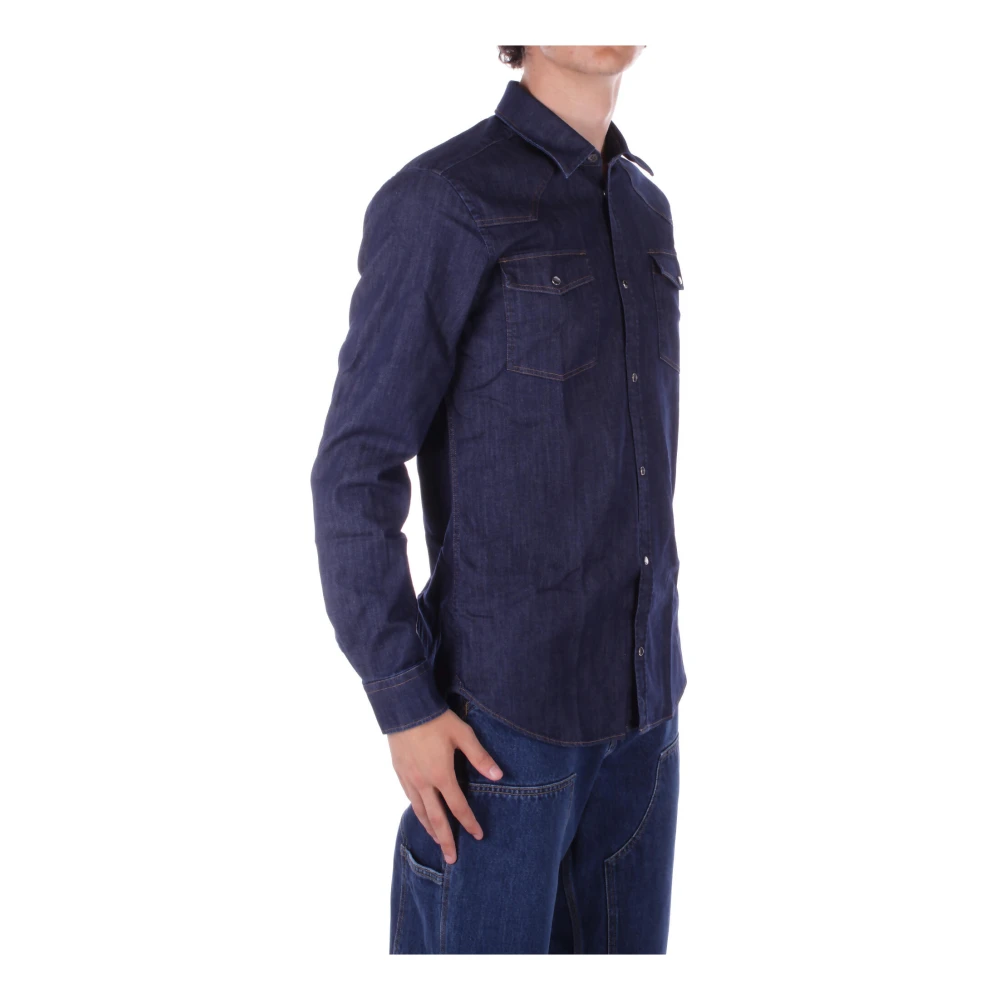 Dondup Denim Clip Front Zakken Shirt Blue Heren