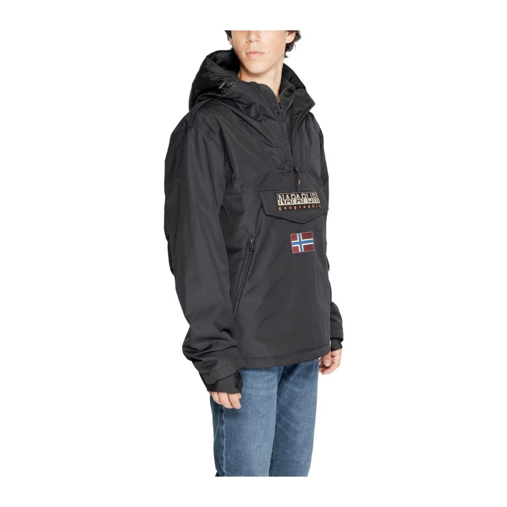 Napapijri Zwarte Polyesterjas Herfst Winter Collectie Black Heren