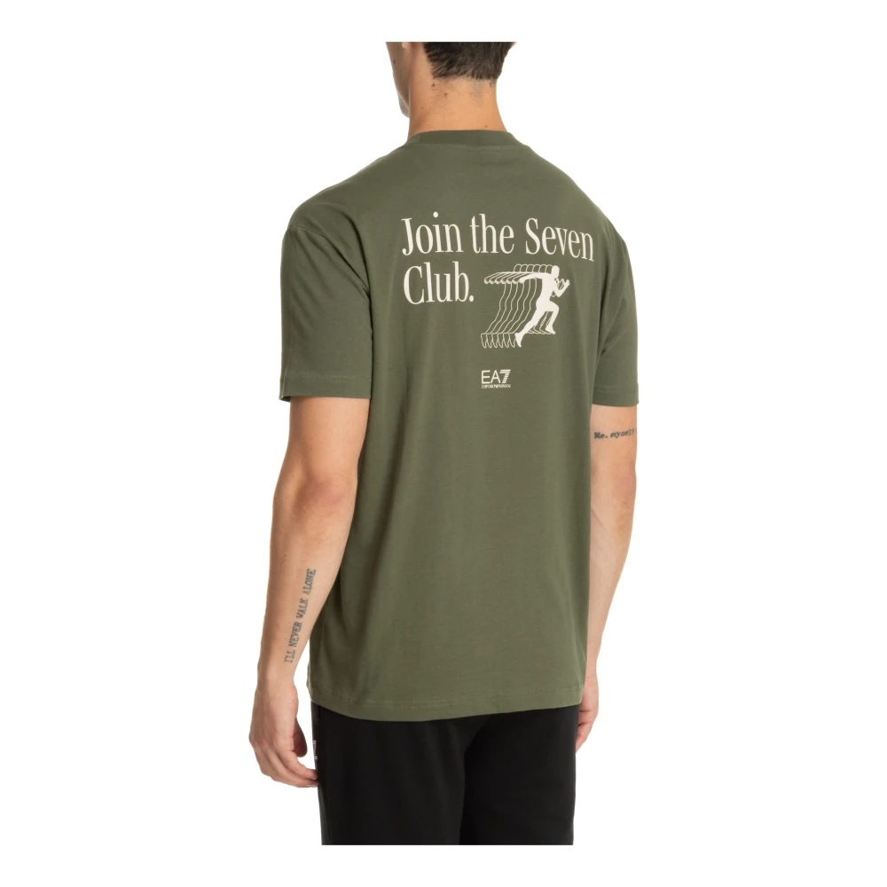 Emporio Armani EA7 Gestreept Logo T-shirt Green Heren