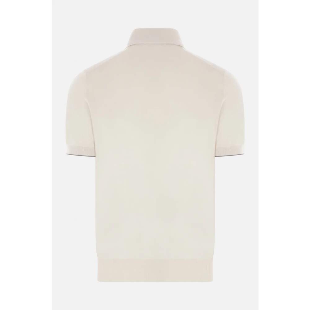 BRUNELLO CUCINELLI Ivoor Katoenen Polo met Molgrijze Details Beige Heren