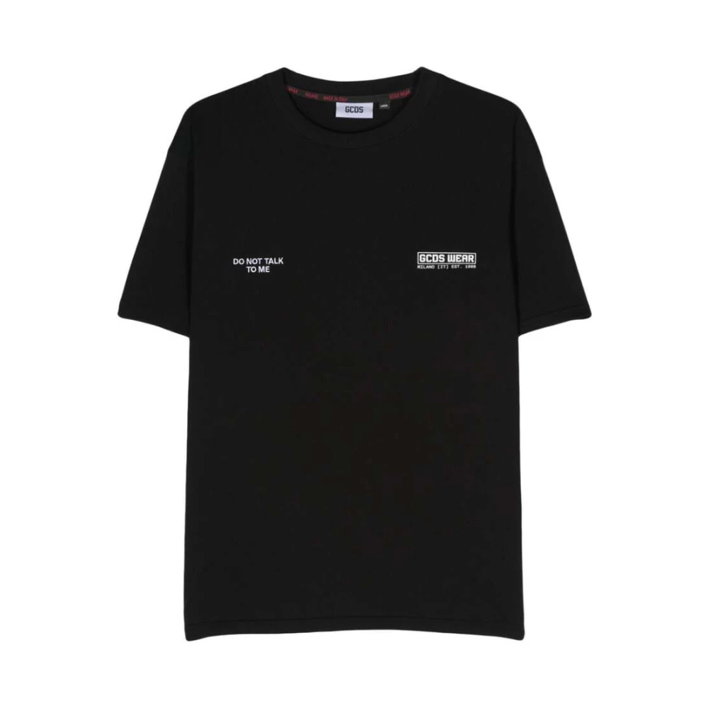 Gcds Zwarte Katoenen T-shirt met Logo Print Black Heren