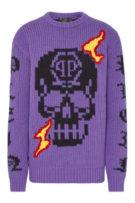 Round Neck Pullover LS Skull