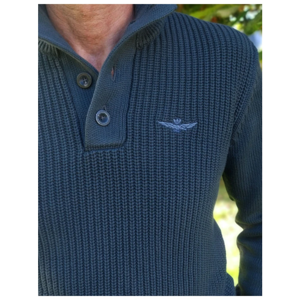 aeronautica militare Gebreide trui met knopen Blue Heren