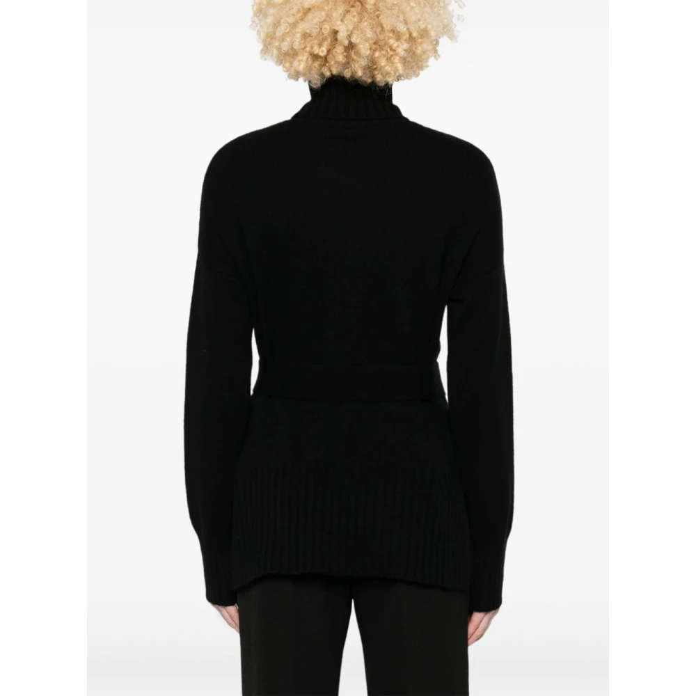 Wild Cashmere Zwarte Wol-Kasjmier Coltrui Sweater Black Dames