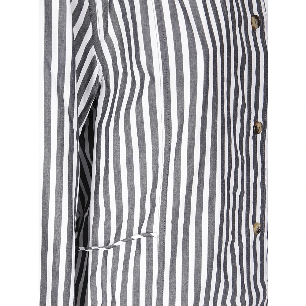 Ganni Oversized Gestreepte Katoenen Strikkoord Shirt Black Dames