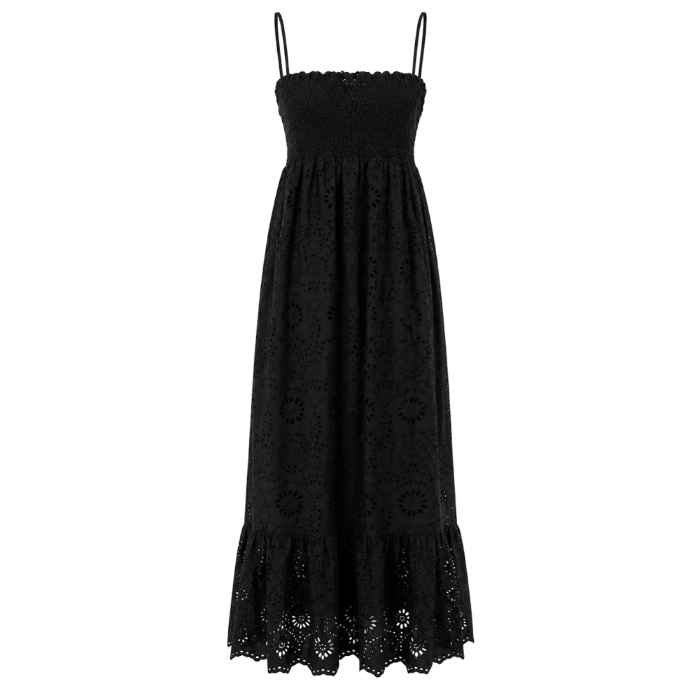 Mc2 Saint Barth Black Sangallo Sunflower Embry Maxi Dress - Female - Summer Dresses - M - Dresses