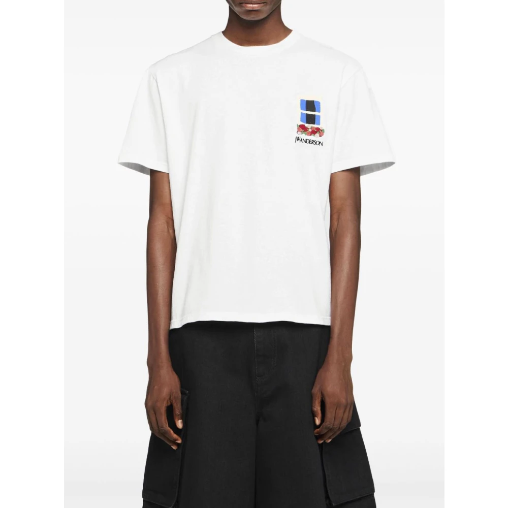 JW Anderson Witte T-shirt met elegant borduurwerk White Heren