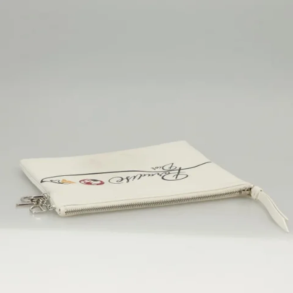 Dior Vintage Pre-owned Leather clutches White Dames