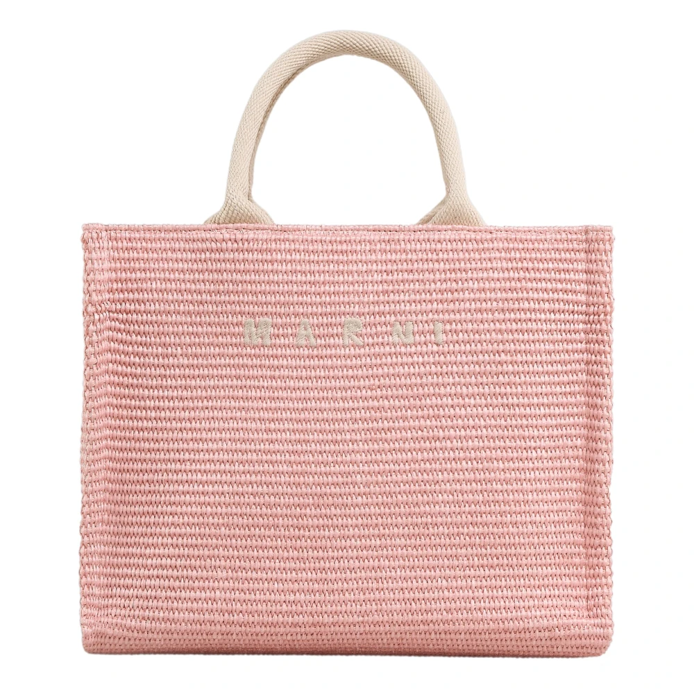 Marni Kleine Natuurlijke Raffia Tote Tas Purple Dames