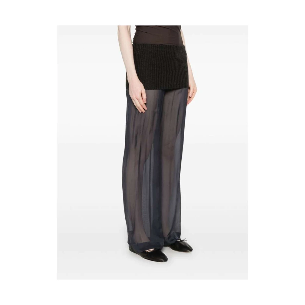 Paloma Wool Bruin Blauw Wol Zijde Geribbelde Broek Blue Dames