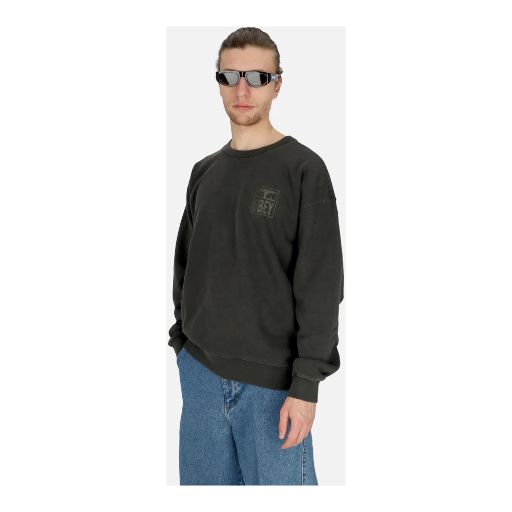 Obey Pigment Eyes Icon Crewneck Sweatshirt Black Heren