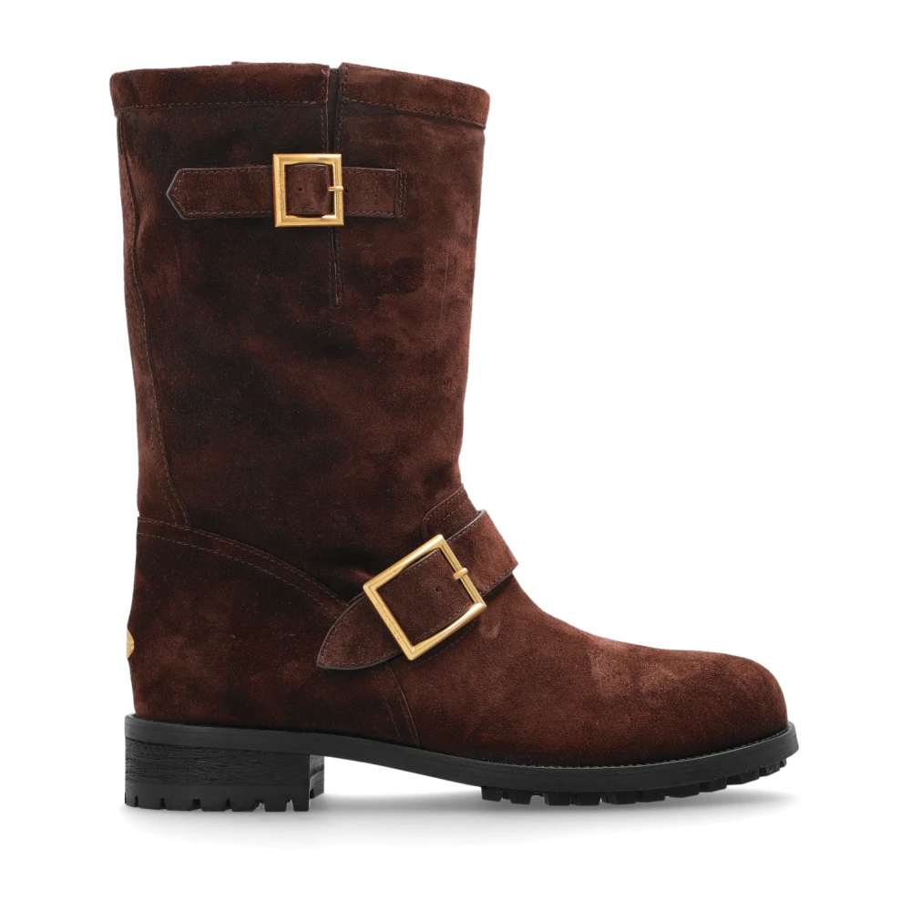 Jimmy Choo Women's Brown Biker Mid Suede Ankle Boots