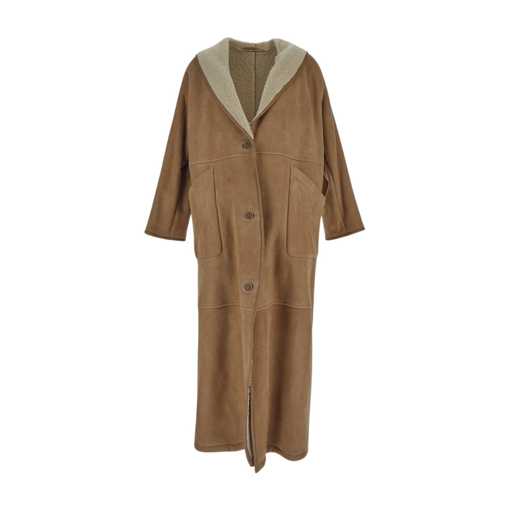 Salvatore Santoro Leren Mer Coat Brown Dames