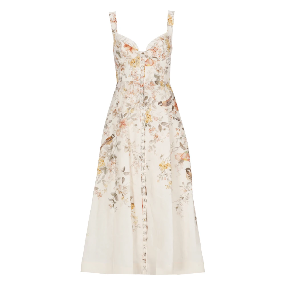 Zimmermann Women's Beige Luna Buttoned Picnic Midi Dress