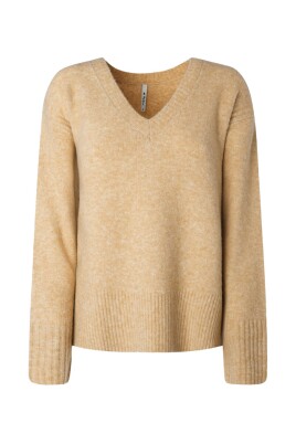beige-v-neck-knitwear-for-women
